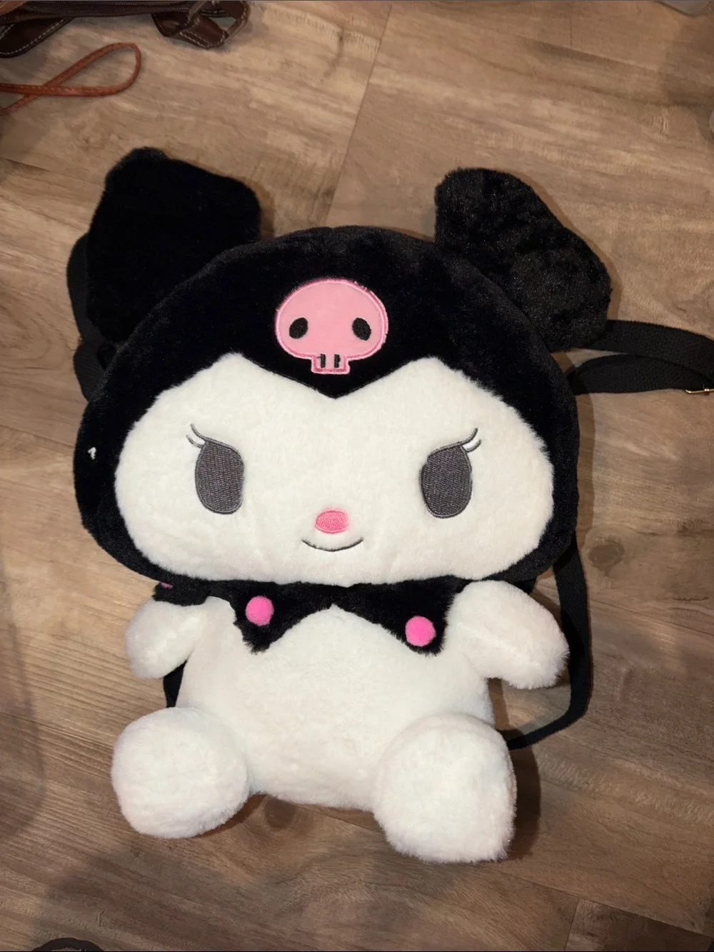 Sanrio Kuromi Plush Crossbody Bag - Black, White & Pink Accents